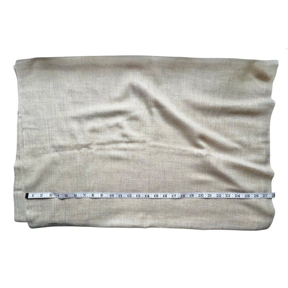 Nordstroms Soft Beige Cashmere Scarf With Fringe Edges - Picture 4 of 8